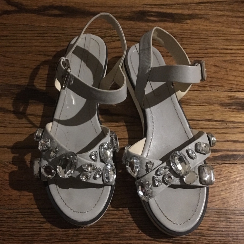 Zara Sandals Gray Rhinestone